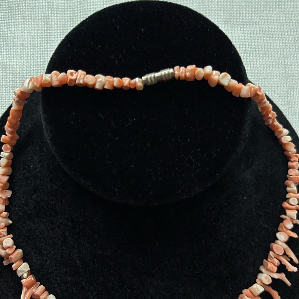 Genuine Angel Skin Coral Choker Necklace - Vintage Delicate Branch Salmon Coral - Picture 2 of 2